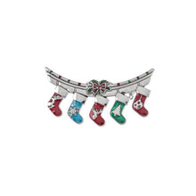 Load image into Gallery viewer, Season&#39;s Greetings Jewelry Pins - Stockings, Train or Santa
