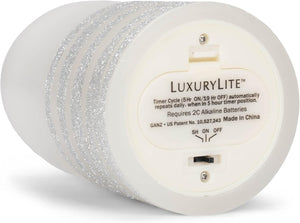 LUXURYLITE™ 3X7" LED Wax Pillar - Champaign Ribbon or Silver Ribbon