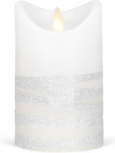 Load image into Gallery viewer, LUXURYLITE™ 3X5&quot; LED Wax Pillar - Champaign Ribbon or Silver Ribbon
