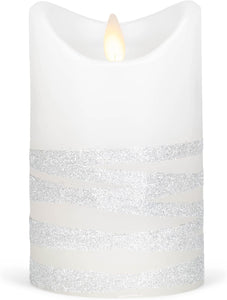 LUXURYLITE™ 3X5" LED Wax Pillar - Champaign Ribbon or Silver Ribbon