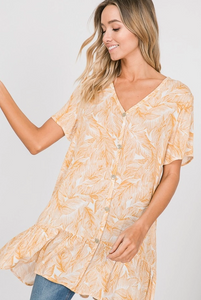 Palm Print Casual Women's Tunic Top