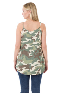 Camouflage Print Reversible Spaghetti Cami - Green