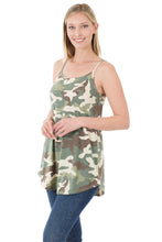 Load image into Gallery viewer, Camouflage Print Reversible Spaghetti Cami - Green
