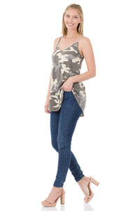 Camouflage Print Reversible Spaghetti Cami - Grey