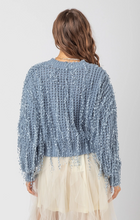 Load image into Gallery viewer, Slate Blue Fringe Detail Knit Sweater Top
