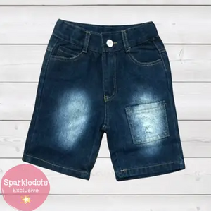 Boys Denim Shorts with Frog Pocket