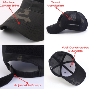 Tactical-Style Patch Hat with Adjustable Strap | Military-Style Hat | Unisex Hat