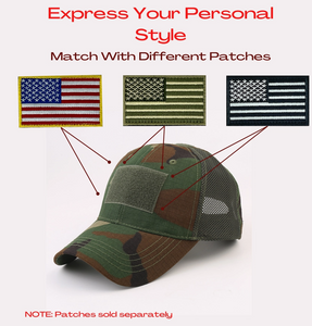 Tactical-Style Patch Hat with Adjustable Strap | Military-Style Hat | Unisex Hat