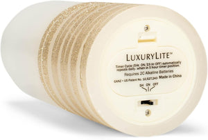 LUXURYLITE™ 3X7" LED Wax Pillar - Champaign Ribbon or Silver Ribbon