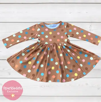 Gold Polka Dot Twirly Dress