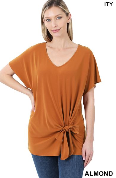 Almond Front Tie Top