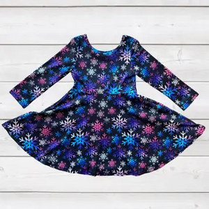 Kaleidoscoping Snowflakes Twirly Dress