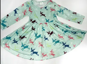 Little Deer A-Leaping Twirly Dress