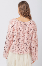 Load image into Gallery viewer, Pink Fuzzy Feather Sequin Holiday Knit Sweater Top - Plus Size
