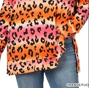 Jacquard Leopard Print Long Sleeve V-Neck Tunic Top