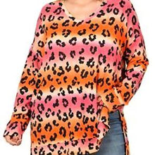 Load image into Gallery viewer, Jacquard Leopard Print Long Sleeve V-Neck Tunic Top
