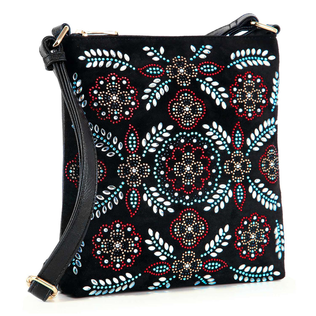 Colorful Rhinestone Pattern Crossbody Sling