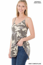 Load image into Gallery viewer, Camouflage Print Reversible Spaghetti Cami - Grey
