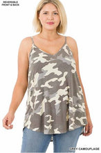 Load image into Gallery viewer, Camouflage Front &amp; Back Reversible Spaghetti Cami Top - Gray
