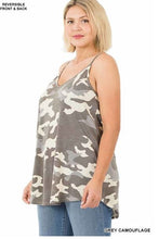 Load image into Gallery viewer, Camouflage Front &amp; Back Reversible Spaghetti Cami Top - Gray
