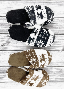 Christmas Deer Snowflakes Soft Fur Indoor Slippers