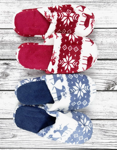 Christmas Deer Snowflakes Soft Fur Indoor Slippers