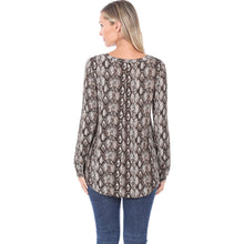 Load image into Gallery viewer, Brown Snake Print V-Neck Tunic Top
