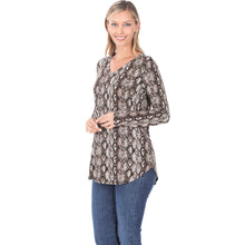 Load image into Gallery viewer, Brown Snake Print V-Neck Tunic Top
