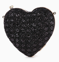 Load image into Gallery viewer, Sparkling Heart Evening Bag - Black or Gold
