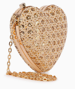 Sparkling Heart Evening Bag - Black or Gold