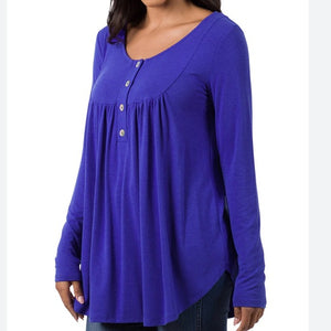 Bright Blue Henley Neck Top