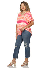 Load image into Gallery viewer, Coral/Pink Woven Wool Dobby V-Neck Top - Plus
