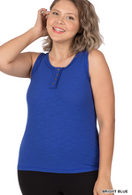 Load image into Gallery viewer, Plus Ribbed Tank Top W/ Buttons - Bright Blue
