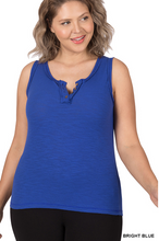 Load image into Gallery viewer, Plus Ribbed Tank Top W/ Buttons - Bright Blue
