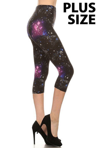 Side view of Nebula Plus Size Premium Capri