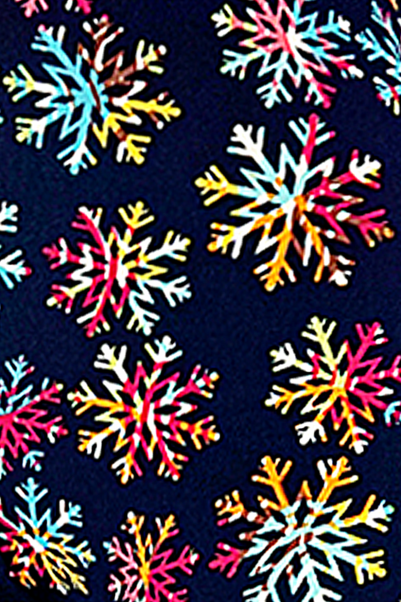 Plus Size Christmas Snowflake Printed Two Tone Leggings [44% OFF